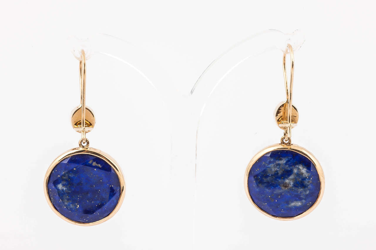 Lapis Triangle Polki Diamond Earrings In New Condition For Sale In London, GB