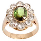 Used Victorian Chrysoberyl and Diamond Cluster Ring
