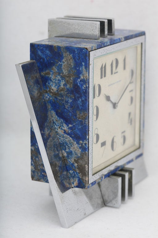 Greenleaf & Crosby Lapis Art Deco Clock For Sale 2