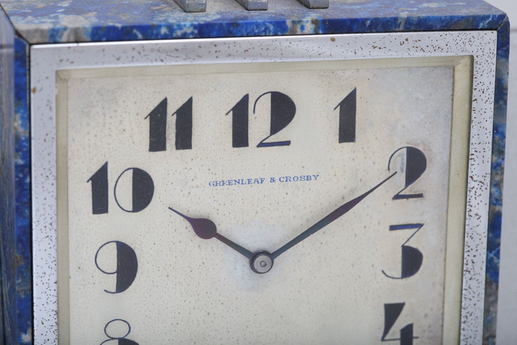 Greenleaf & Crosby Lapis Art Deco Clock For Sale 4