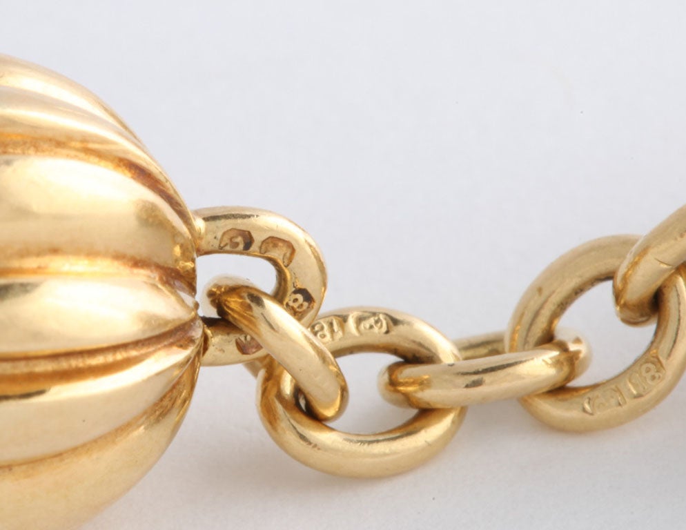 Cartier Gold and Sapphire Melon- Shaped Cufflinks For Sale 2