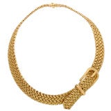 Hermès Woven Gold Buckle Necklace