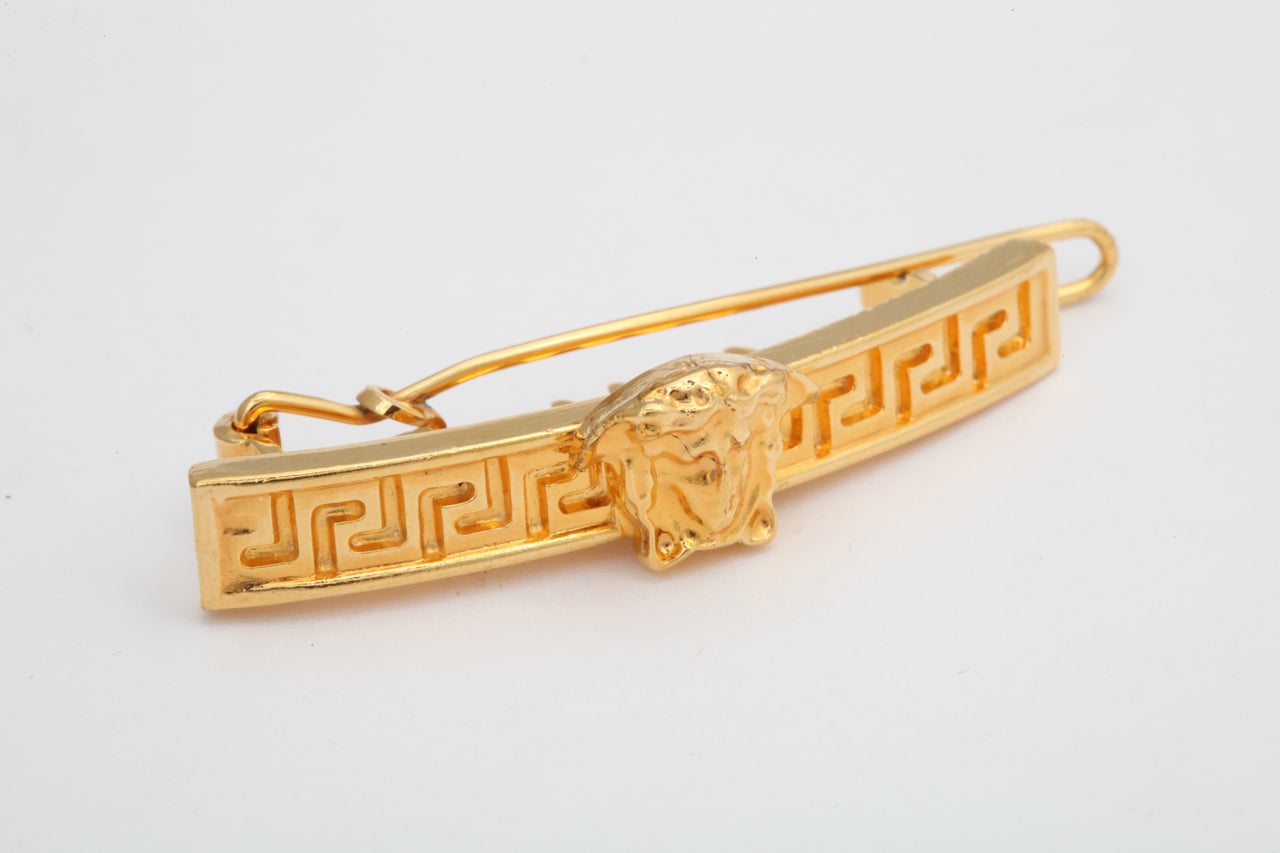 Vintage Gianni Versace Hair clip with Medusa and Greek Key