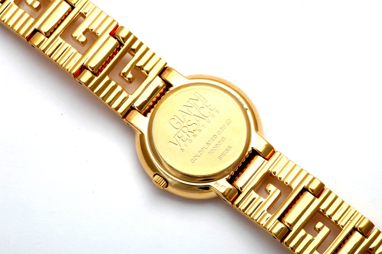 Gianni Versace Gold Watch With Medusa And Greca In Excellent Condition In Chicago, IL