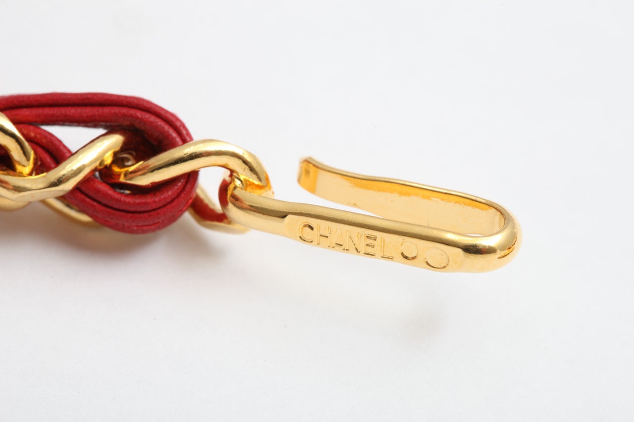Chanel Vintage red leather Belt / Necklace 1