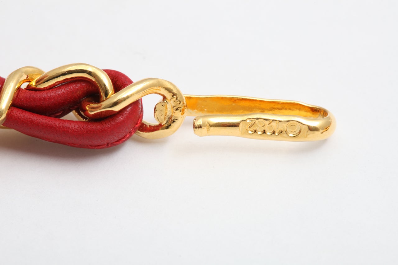 Chanel Vintage red leather Belt / Necklace 2