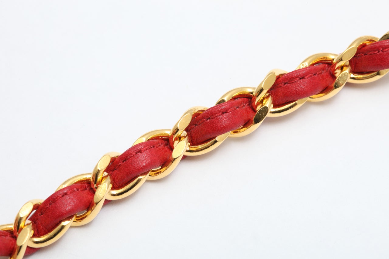 Chanel Vintage red leather Belt / Necklace 3