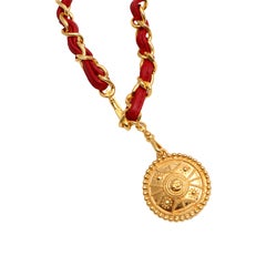 Vintage Chanel red leather Belt/Necklace 4
