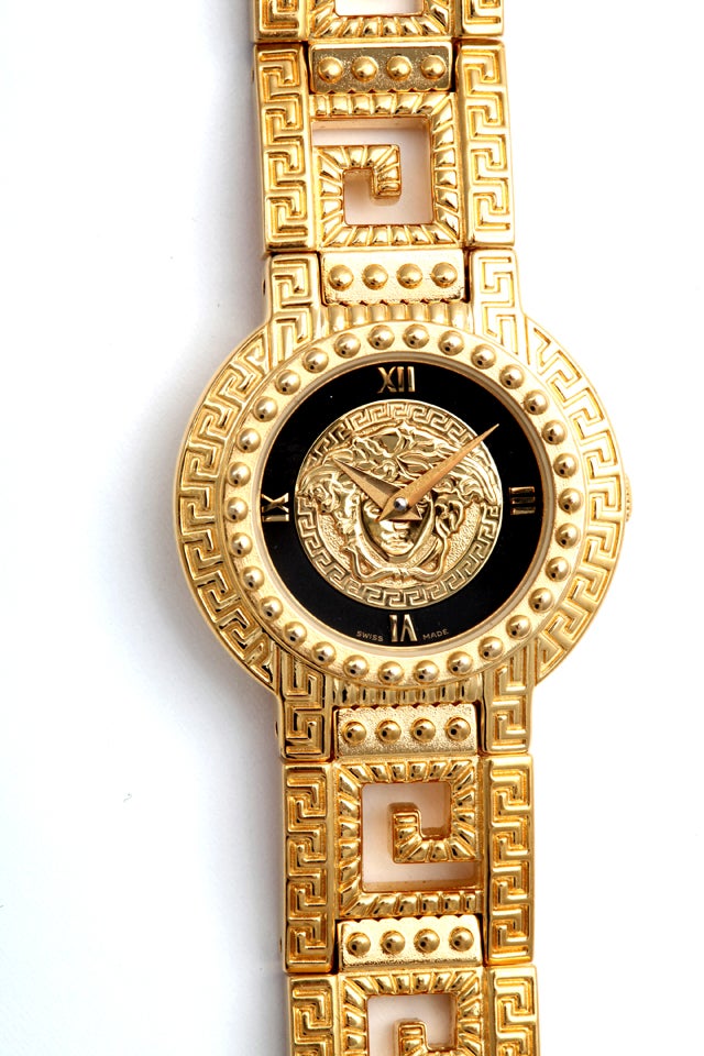 Gianni Versace Gold Watch With Medusa And Greca at 1stDibs versace