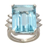 Magnificent Aquamarine  & Diamond Ring