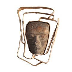 Mid-Century 14K Gold Brooch With Pre-Columbian Artifact 3