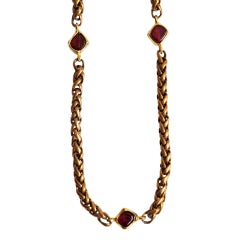 Chanel Woven Gold Link Chain with Poured Glass