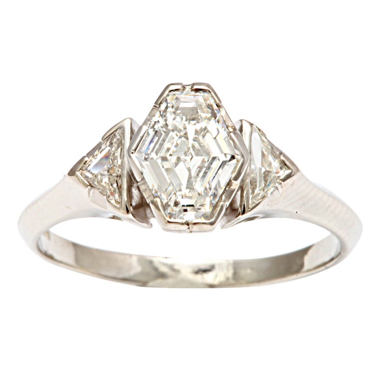 Hexagonal Diamond Engagement Ring