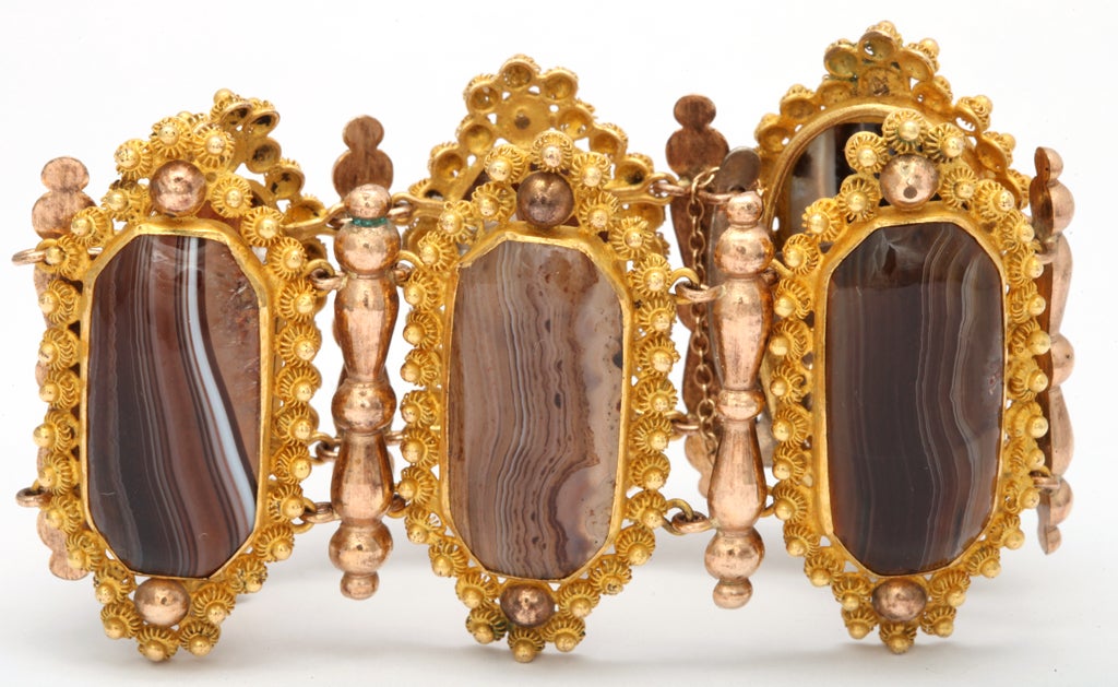 George III Pinchbeck and Banded Agate Bracelet, Early 19th Century