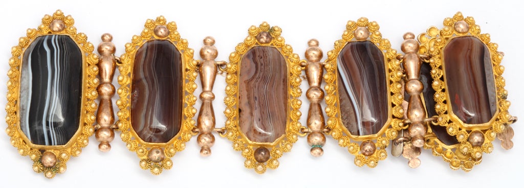  Bracelet en agate pincée et baguée, début du 19e siècle Pour femmes 