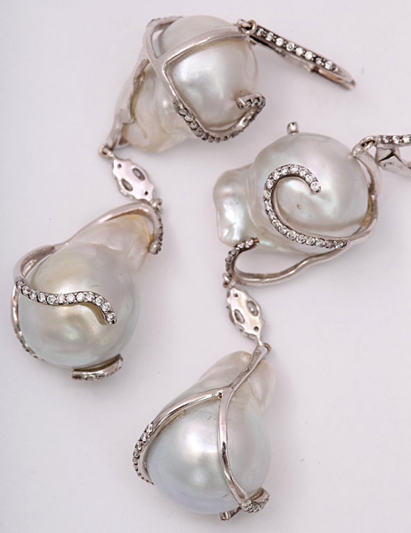 Baroque Pearl Mermaid Drop Earrings In Excellent Condition For Sale In New York, NY