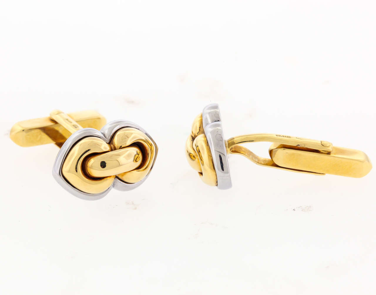 Modern Bulgari Gold Knot Cufflinks