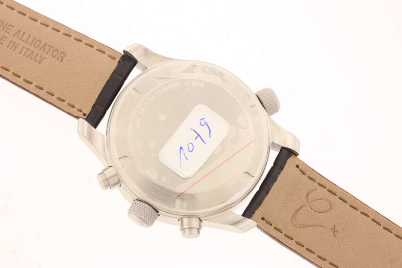 Orologi Calamai Piloten-Chronograph-Armbanduhr aus Edelstahl Herren im Angebot