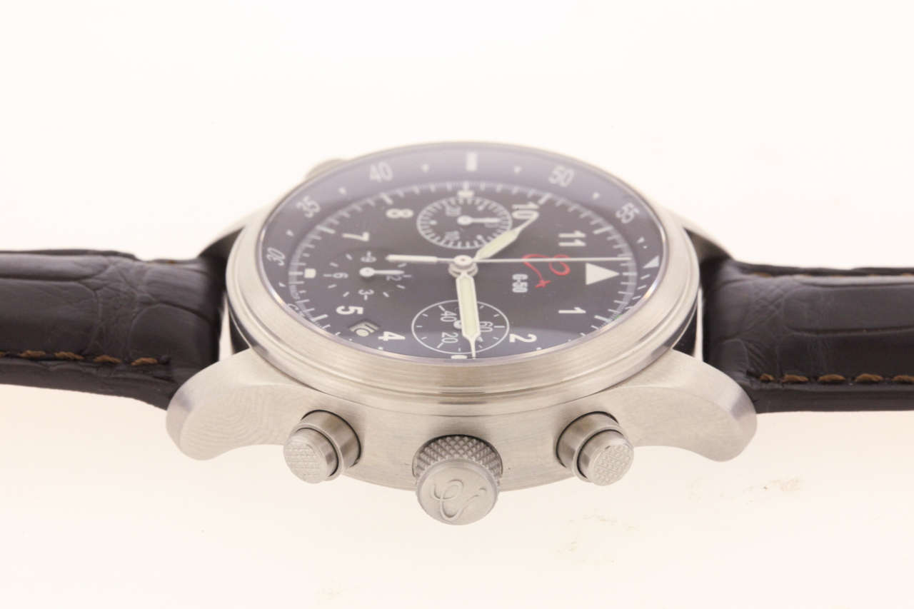 Orologi Calamai Piloten-Chronograph-Armbanduhr aus Edelstahl im Angebot 1