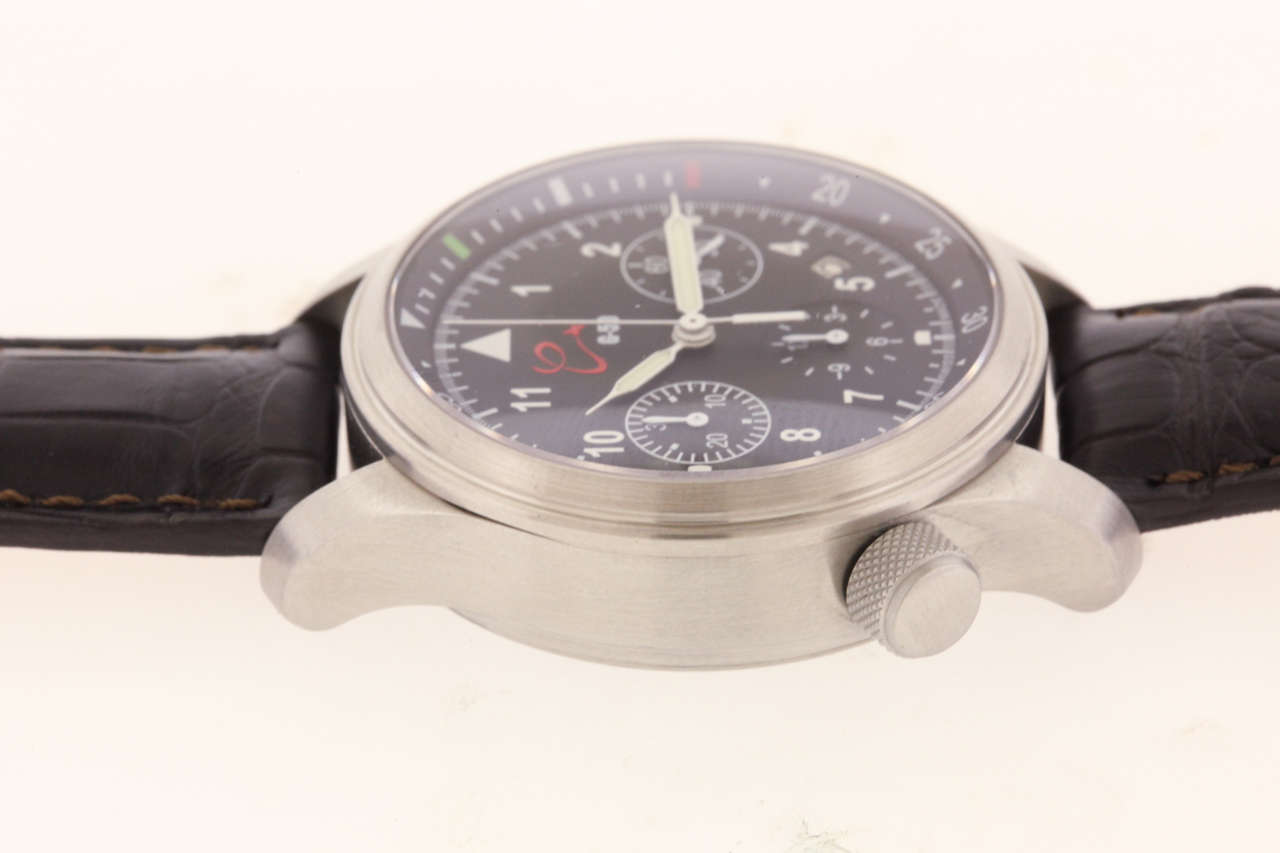 Orologi Calamai Stainless Steel Pilot's Chronograph Wristwatch In New Condition For Sale In New York, NY