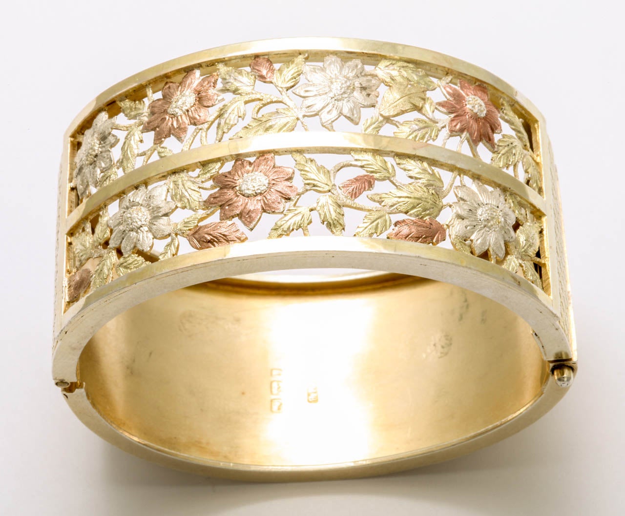 Women's Antique Victorian Gold on Silver Cuff Bracelet For Sale