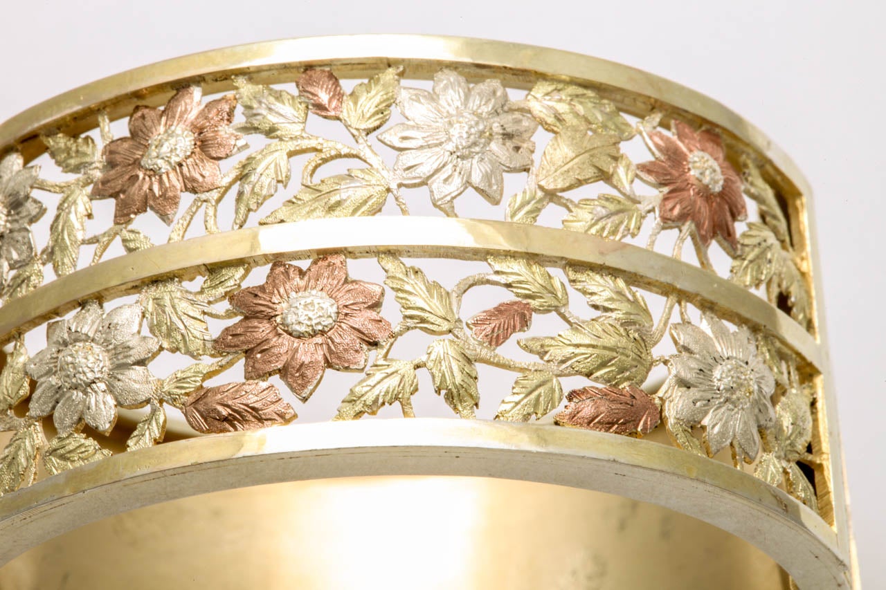 Antique Victorian Gold on Silver Cuff Bracelet In Excellent Condition For Sale In Stamford, CT