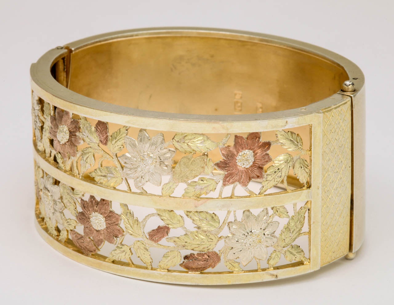 Antique Victorian Gold on Silver Cuff Bracelet For Sale 3