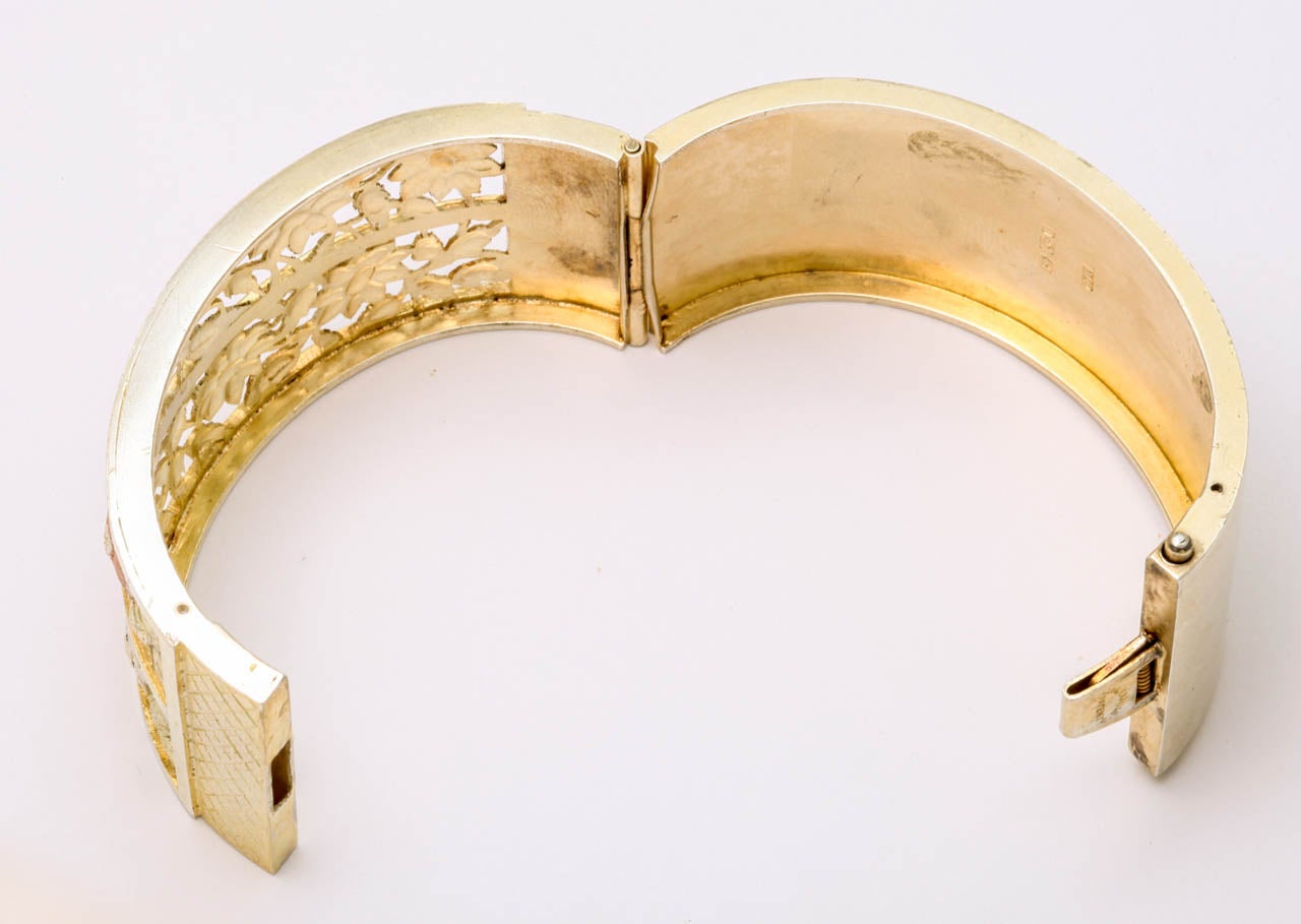 Antique Victorian Gold on Silver Cuff Bracelet For Sale 2