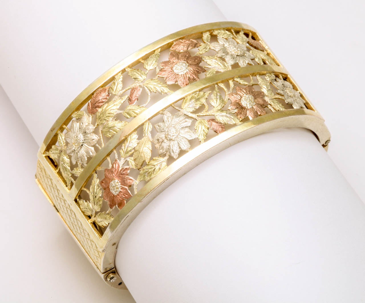 Antique Victorian Gold on Silver Cuff Bracelet For Sale 5