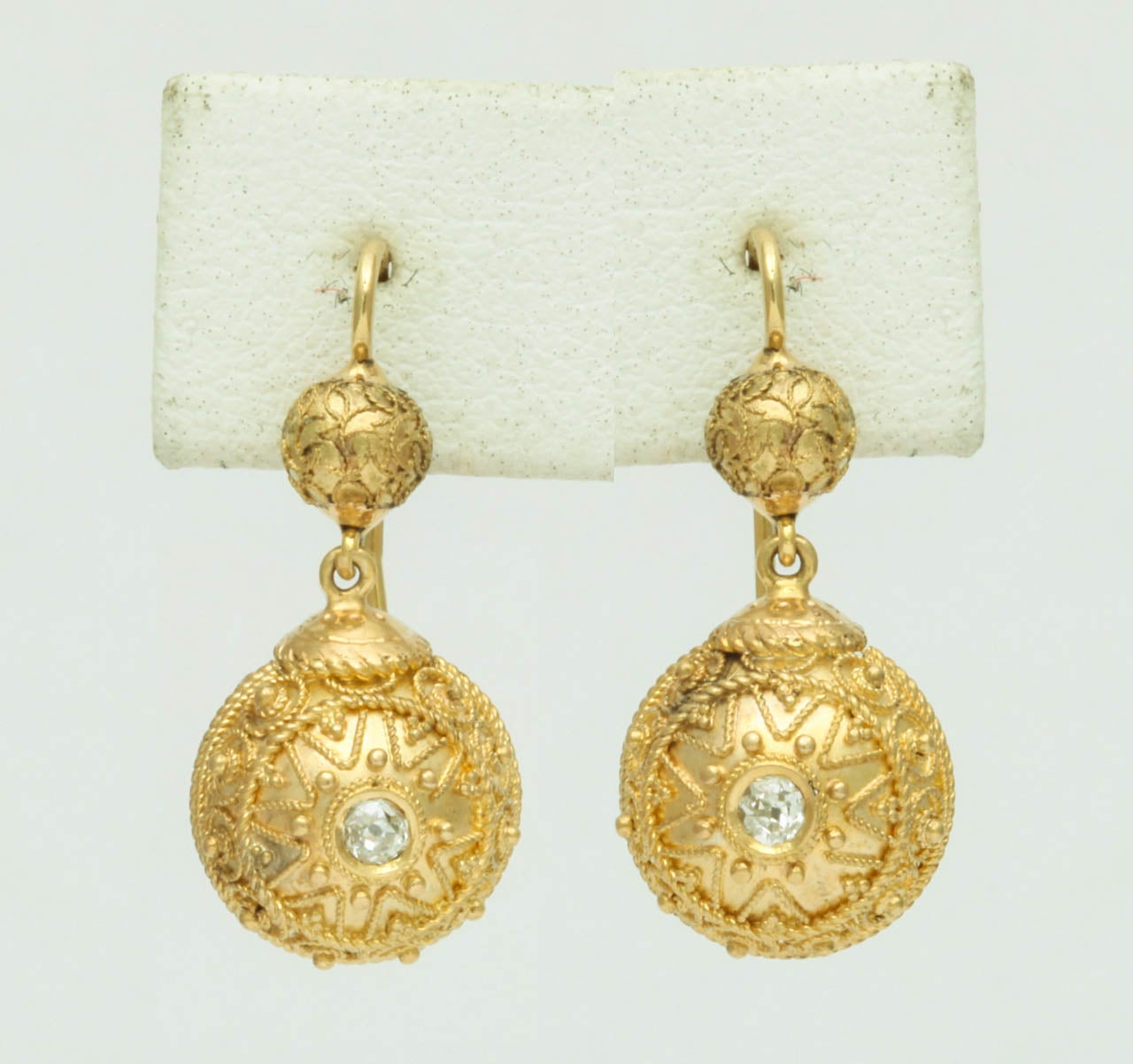 Sublime Granulation on Double Orb Victorian Earrings