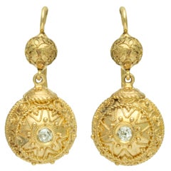Sublime Granulation on Double Orb Victorian Earrings