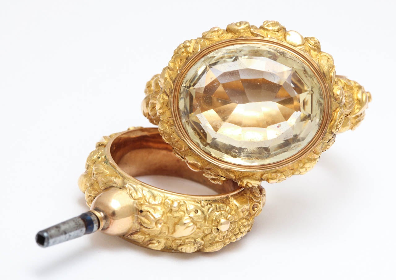 Women's or Men's Opulent Georgian Gold Watch Fob with Key