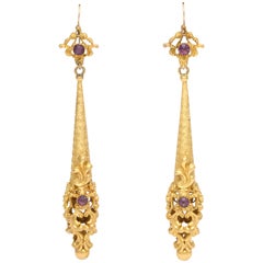 Sensual Georgian Pinchbeck Torpedo Earrings 10