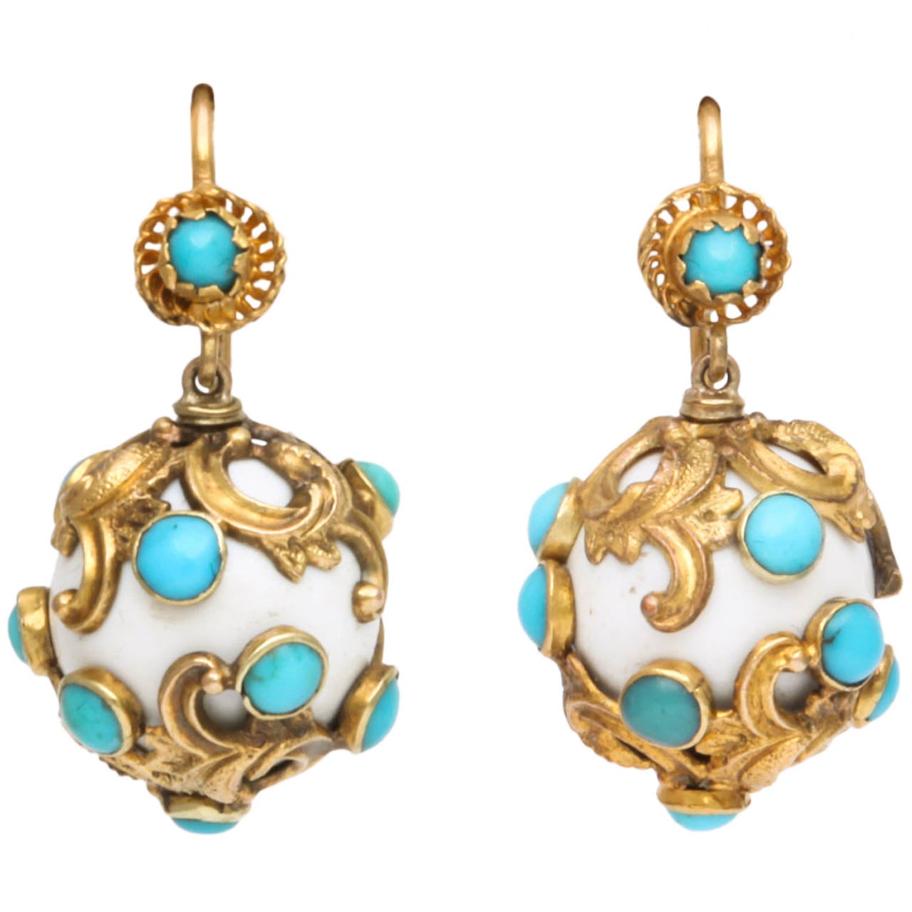 Eternal Summer: Victorian Enamel Turquoise Earrings