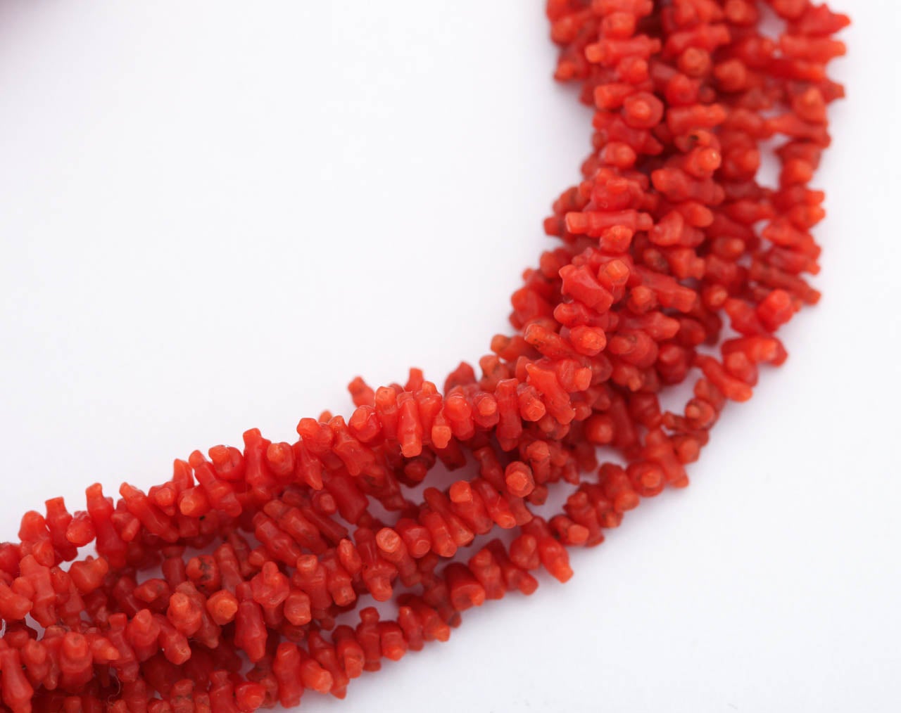 Antique HandCarved Natural Coral Bead Tassel Lariat For Sale