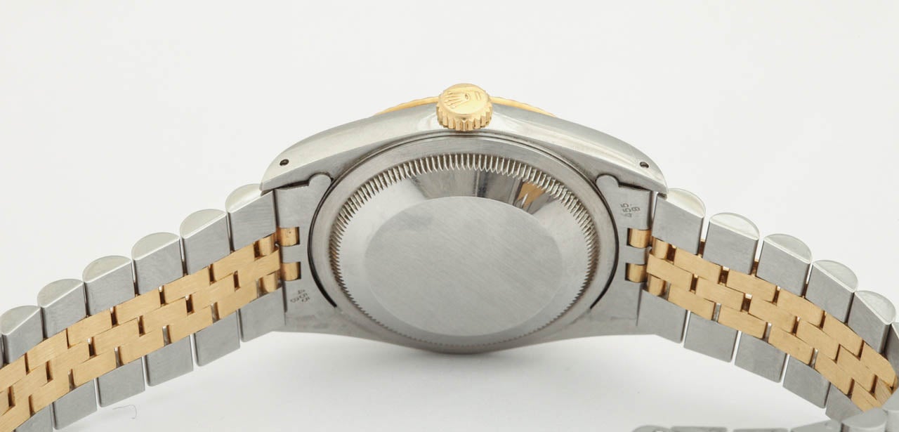 Rolex 18kt Gold & Steel Datejust Wristwatch with Burl Wood Dial In Excellent Condition In New York, NY