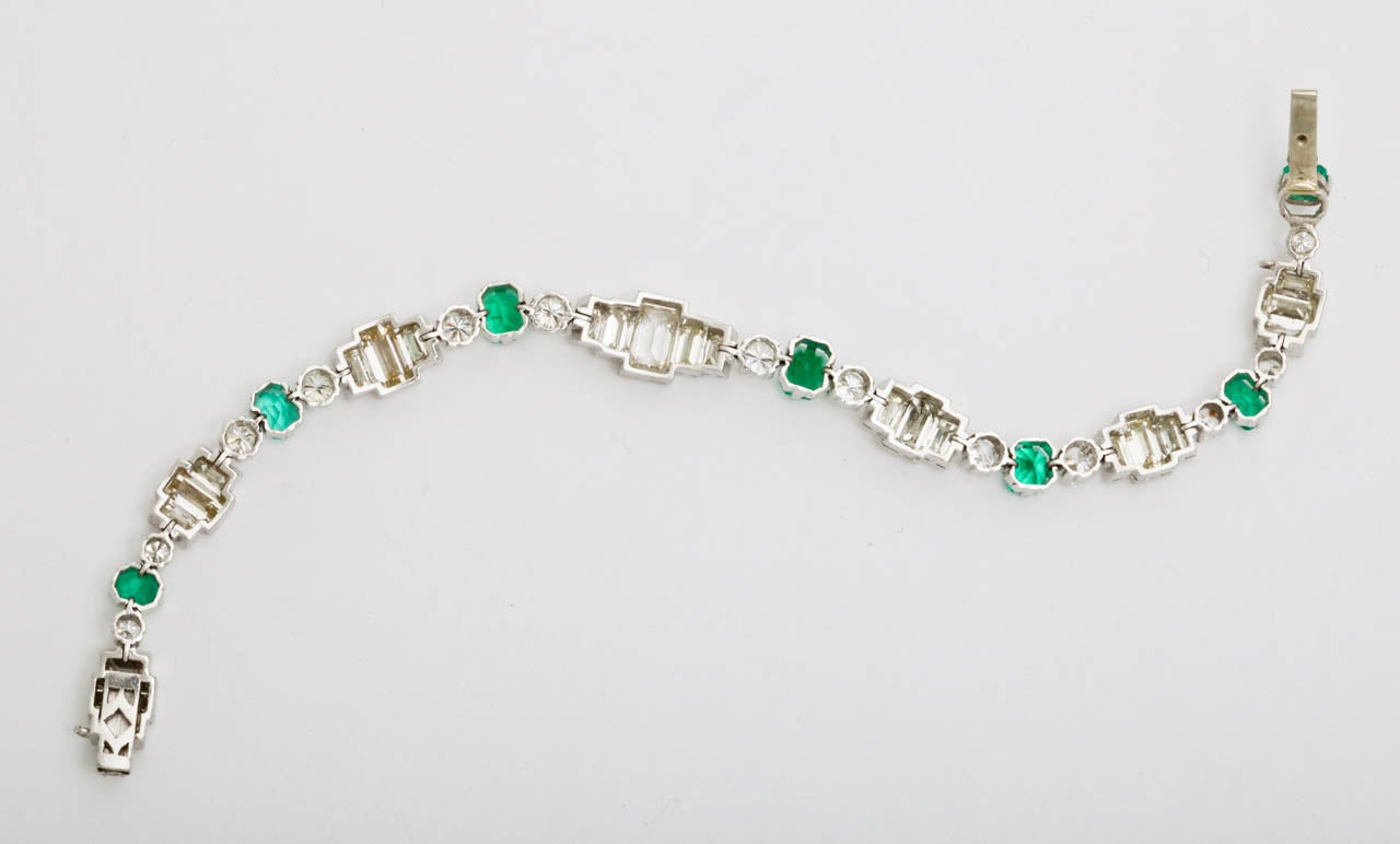 Van Cleef & Arpels Diamond Emerald Platinum Bracelet