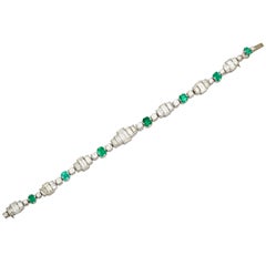 Van Cleef & Arpels Diamond Emerald Platinum Bracelet