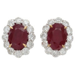 Rare Burma Ruby Diamond Earrings