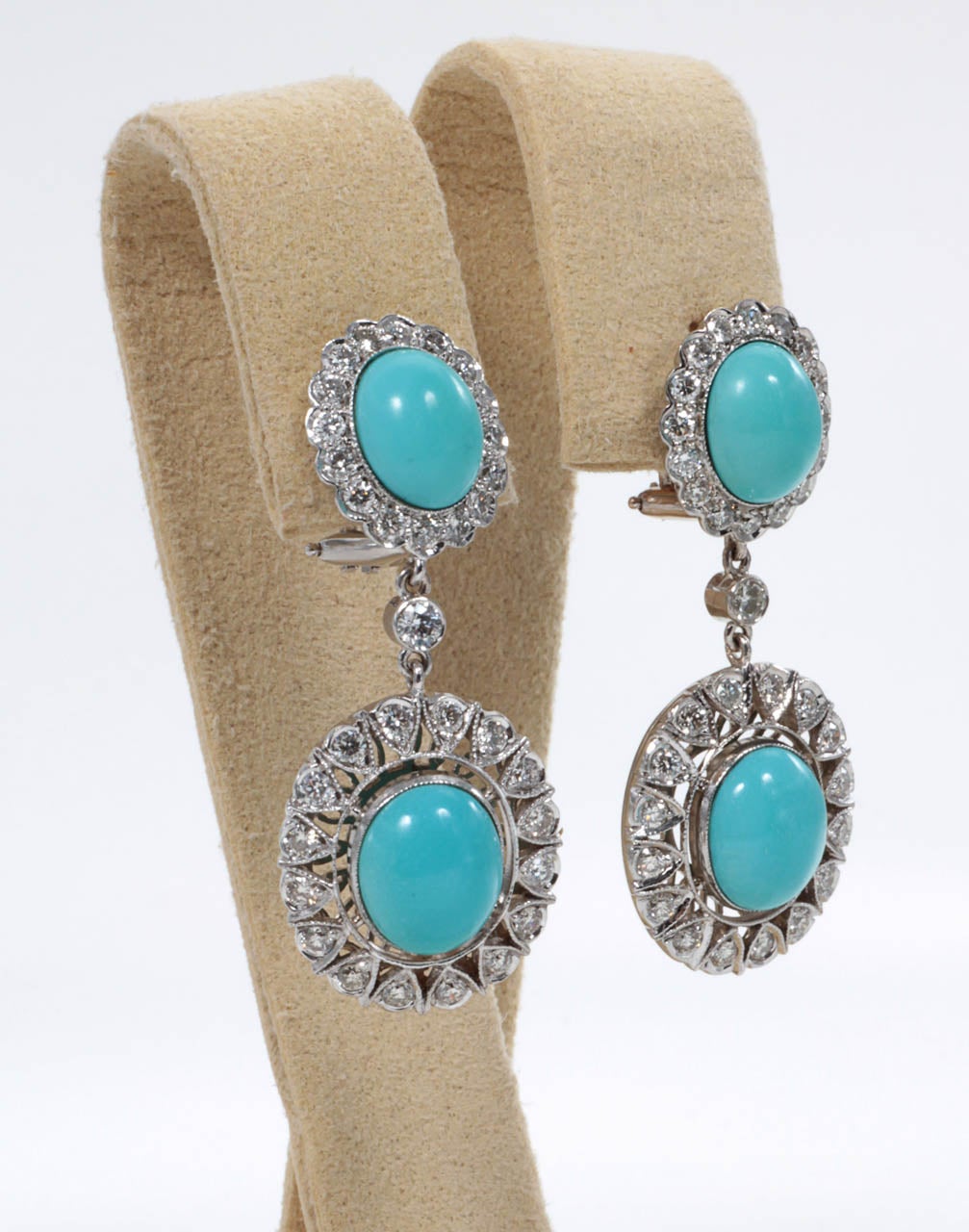 turquoise and diamond drop earrings