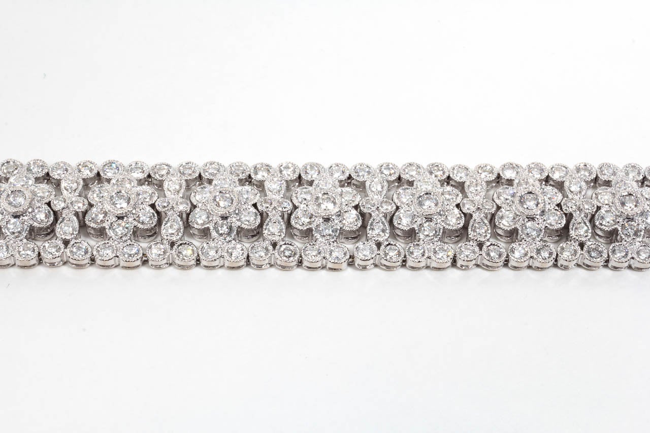 Engraved Diamond Floral Bracelet 2