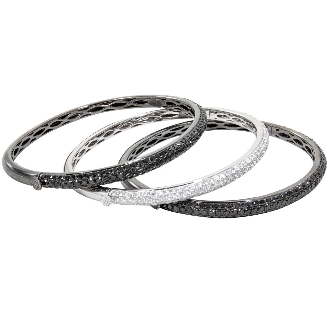 Diamond and 18K Gold Bangle Stackable Bracelets at 1stDibs stackable