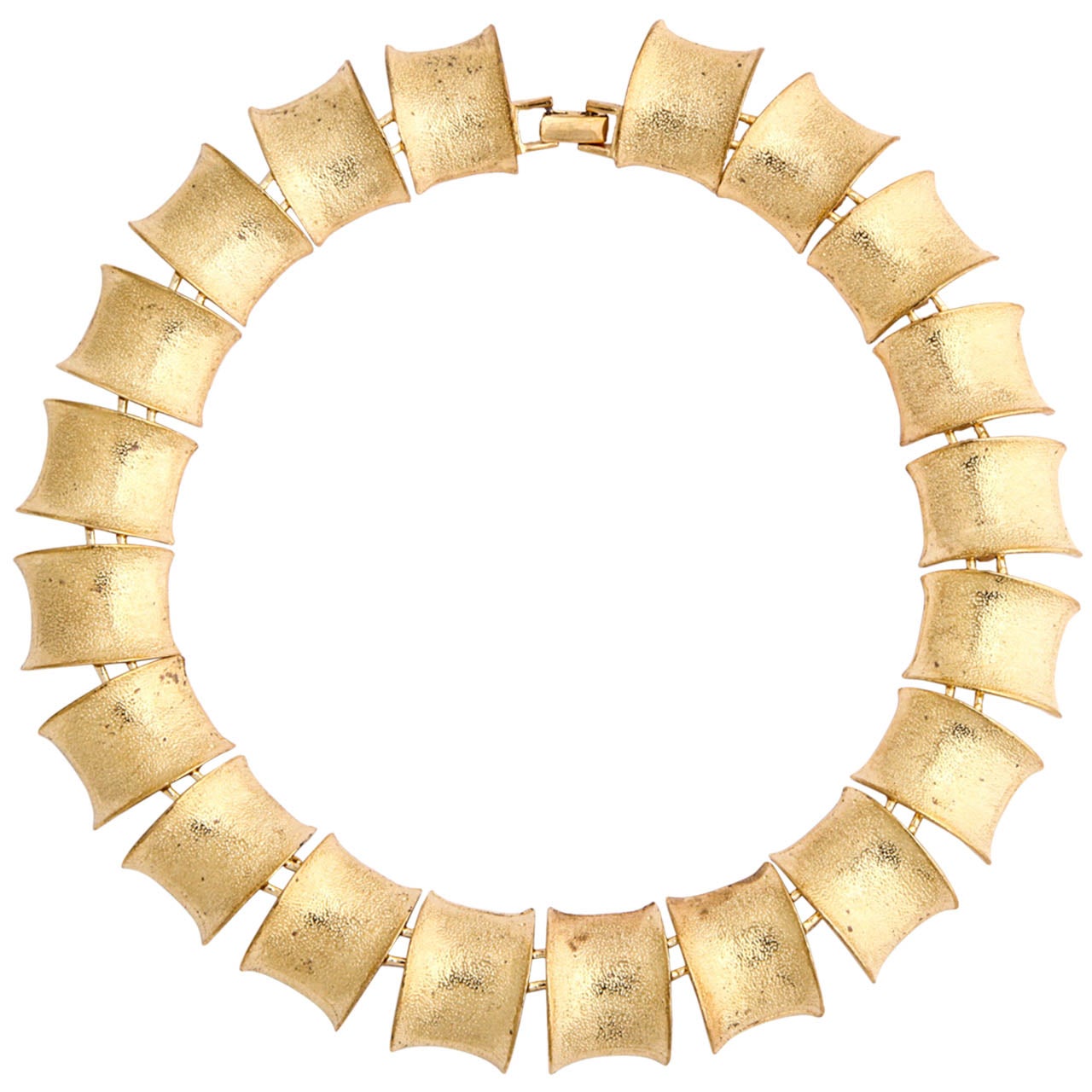 Gilt "Bamboo" Link Necklace, Costume Jewelry For Sale