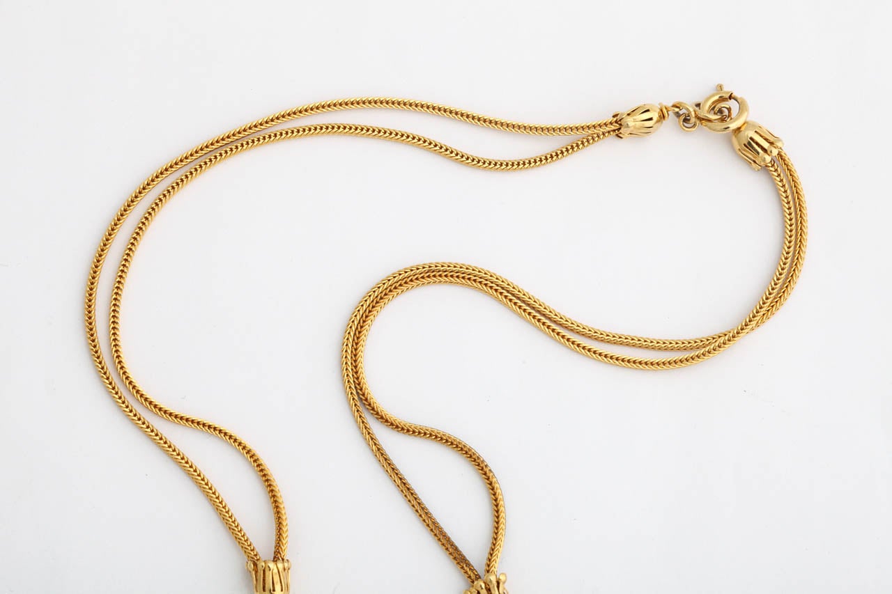 Signed Sandor Scroll Goldtone Necklace, Costume Necklace In Excellent Condition For Sale In Stamford, CT