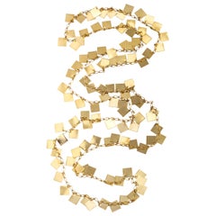 Long Square Goldtone Confetti Necklace, Costume Jewelry