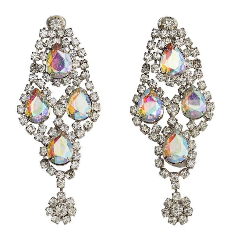 Huge Diamante Earrings, Costume Jewellery For Sale at 1stDibs