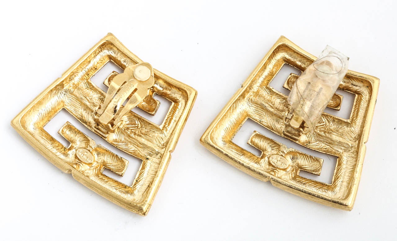 Givenchy Logo Gilt Earrings In Excellent Condition In Stamford, CT