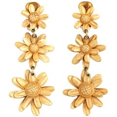 Triple Daisy Dangle Earrings