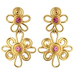 Double Daisy Gold Tone Earrings 2