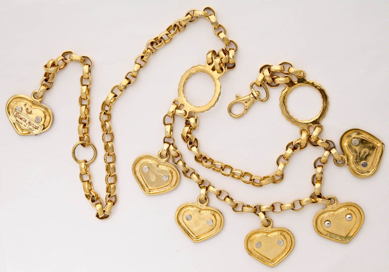 Women's Italian Goldtone Heart Belt, Costume Jewelry For Sale